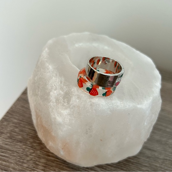 Set of 2 - Cute Fruits Rings! Cherry and Strawberry - Picture 3 of 14